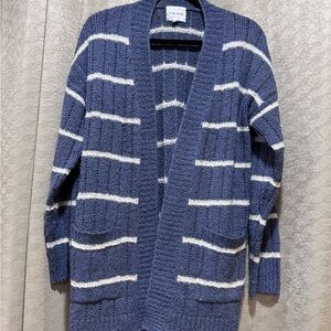 Pink Rose Blue and White Striped Cardigan